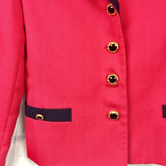 Worthington Petite red blazer with navy trim - Picture 2 of 8